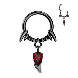 Anneau clicker noir dents de vampire en acier haute prcision (oreille, septum...)