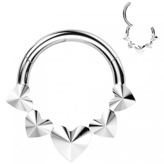 Anneau clicker Titane  coeurs chics (septum, hlix, lobe...)