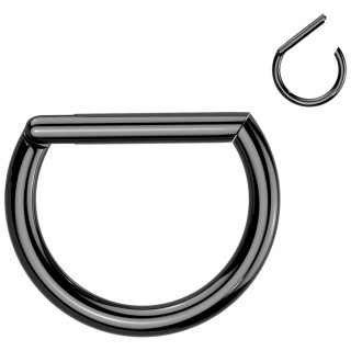Anneau clicker Titane noir en forme de D (idéal septum)