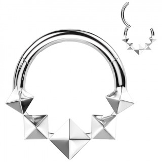 Anneau clicker Titane  pyramides (septum, hlix, lobe...)