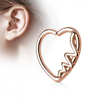 Anneau de cartilage tordable coeur electrocardiogramme - Plaqu or rose