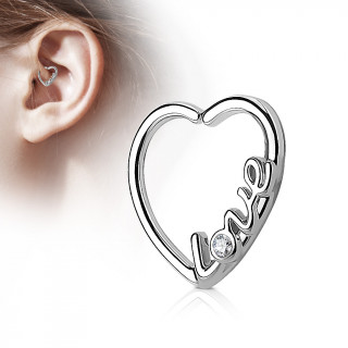 Anneau de cartilage tordable coeur "love"