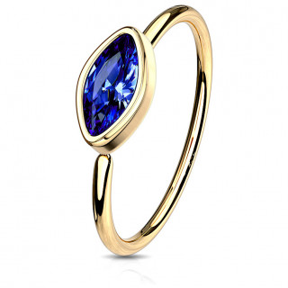 Anneau de nez doré à pierre bleu nuit en amande