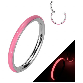 Anneau de piercing  ligne phosphorescente Rose (hlix, lvre...)