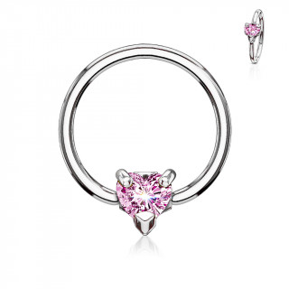 Anneau de piercing style CBR  strass coeur rose