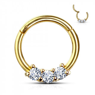 Anneau doré triple zirconium en acier haute précision à segment clip
