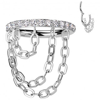 Anneau H�lix / conch en Titane serti � chaines