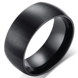 Anneau noir acier à bandeau brossé et intérieur poli