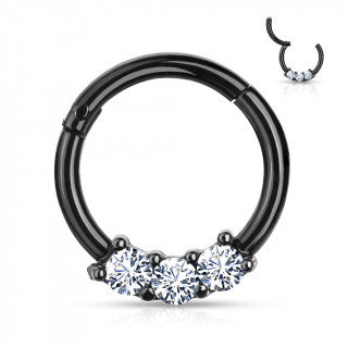 Anneau noir triple zirconium en acier haute prcision  segment clip