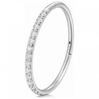 Anneau nostril en Titane � tranche sertie de zirconiums (� charniere)