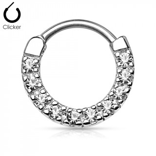 Anneau pavé de strass clairs à fermeture clips
