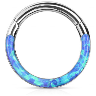 Anneau segment clipsable  arc d'Opale Bleue (acier haute prcision)
