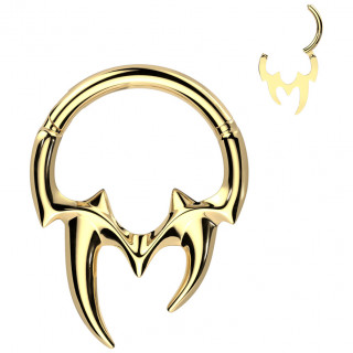 Anneau segment doré à dents de vampire en acier haute précision (septum, hélix, smiley...)
