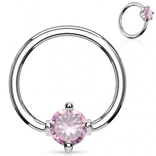 Anneau style CBR à zirconium rose captif