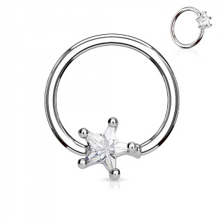 Anneau style CBR à étoile zirconium captive - clair
