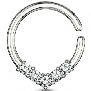 Anneau tordable  chevron strass (septum, cartilage...)