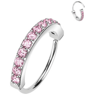 Anneau tordable � ligne de zirconiums roses (narine, oreille....)