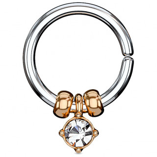 Anneau (tordable)  perles et cristal pendant - Cuivr