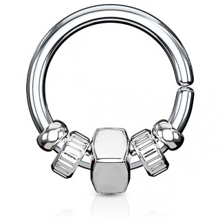 Anneau (tordable) à perles style mécanique - Gris