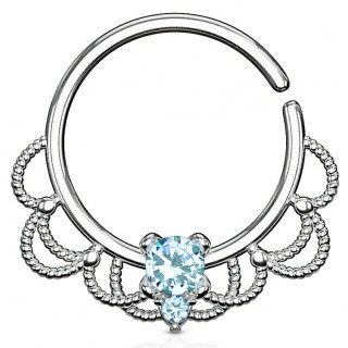 Anneau tordable style Filigrane  strass aqua