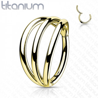 Anneau triple en Titane Dor  charnire (helix, lobe...)