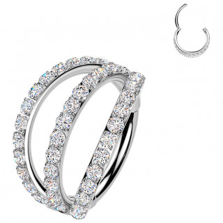 Anneau triple pav de zirconiums en Titane  charnire