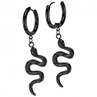 Anneaux d'oreilles  serpent en acier noir (paire)