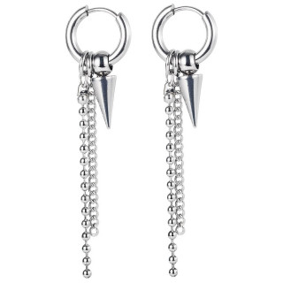 Anneaux d'oreilles style punk-rock  chaine et pointe en acier (Paire)