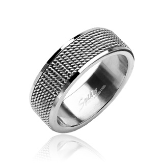 Bague acier avec motif relief