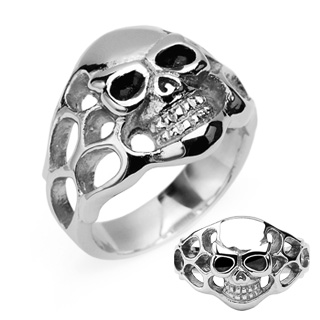 Bague acier avec t�te de mort