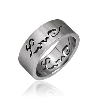 Bague acier inscription "Love"