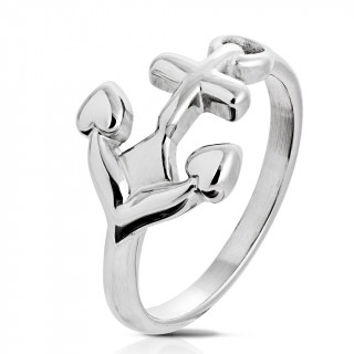 Bague acier mixte ancre de bateau