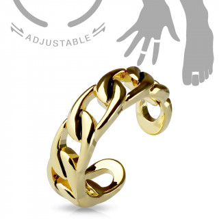 Bague ajustable dore  maillons style chaine