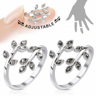 Bague d'orteil ajustable en laiton avec branchages serties