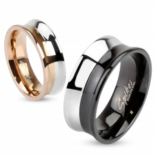 Bague de couple en acier concave et bicolore