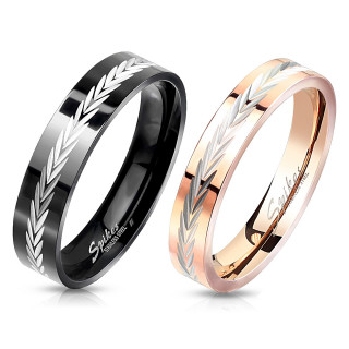 Bague de couple en acier  entailles en chevrons