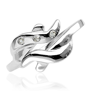 Bague de pied argent  vagues avec pierres claires