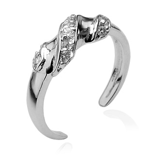 Bague de pied argent torsad sertie