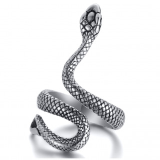 Bague en acier en forme de serpent