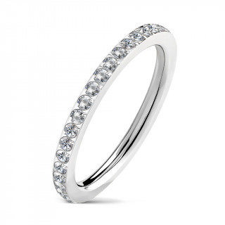 Bague d'ternit en acier pave de zirconiums