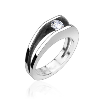 Bague acier cristal de Zirconia