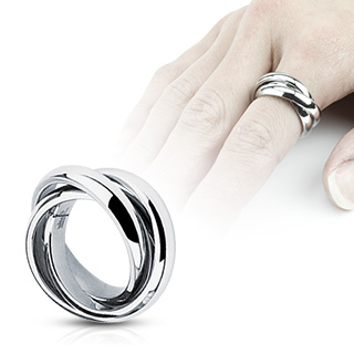 achat Bague femme acier trois anneaux crois s
