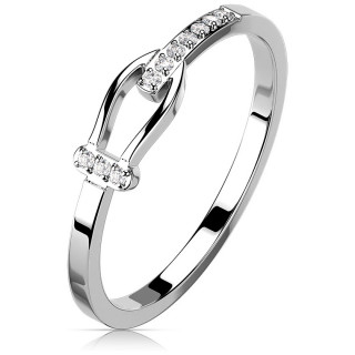 Bague femme acier ceinture de zirconiums