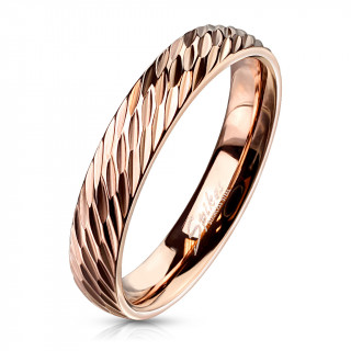 Bague femme acier Copper Diagonal Cuts