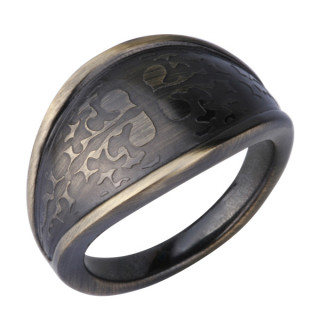 Bague femme acier cuivré à reliefs