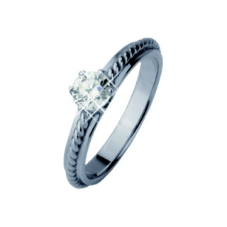 Bague femme acier tressée à pierre claire