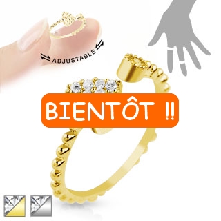 Bague femme ajustable en laiton avec coeur de strass