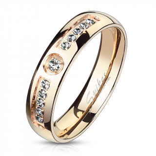 Bague femme cuivre en acier  cavits serties