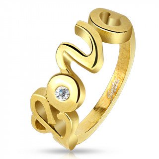 Bague femme en acier dor  monogramme "love"