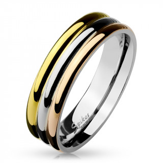 Bague femme en acier plaqué style 3 or par ionisation